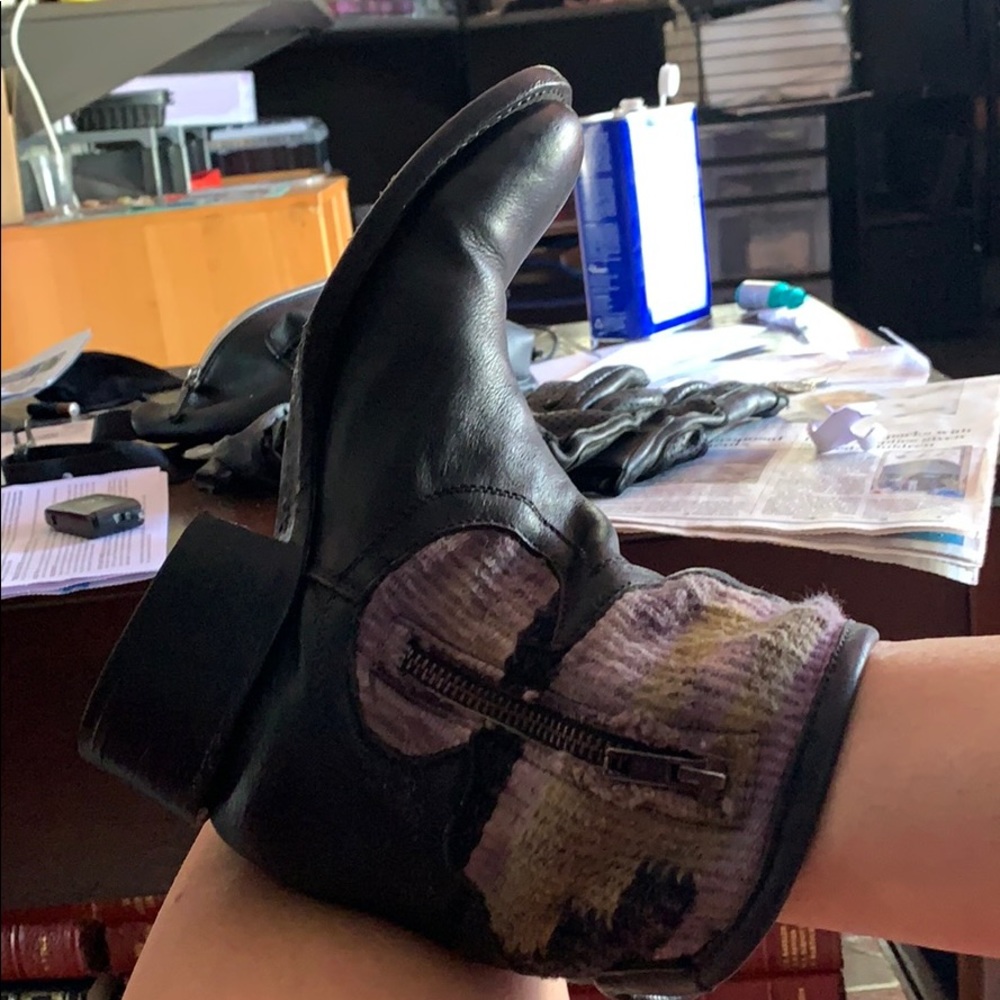 freebird | cablo black wool purple Aztec boots